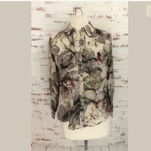Soft Surroundings Semi Sheer Floral Blouse